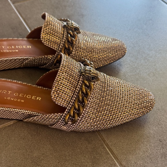 Kurt Geiger Women's Gold Textured Mules - Picture 2 of 3